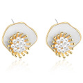 trendy flower stud earrings,14K gold plated copper earring jewelry for women 2021